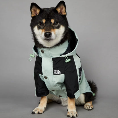 Cute Waterproof Dog Raincoat Jackets Luxury Designer Mint Color Pet Clothing S-5XL Large Dog Jacket Puppy Windbreaker Dog Coats